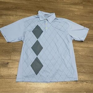 Nike Golf Polo Shirt Mens Blue Diamond Argyle Performance Short Sleeve Sz L